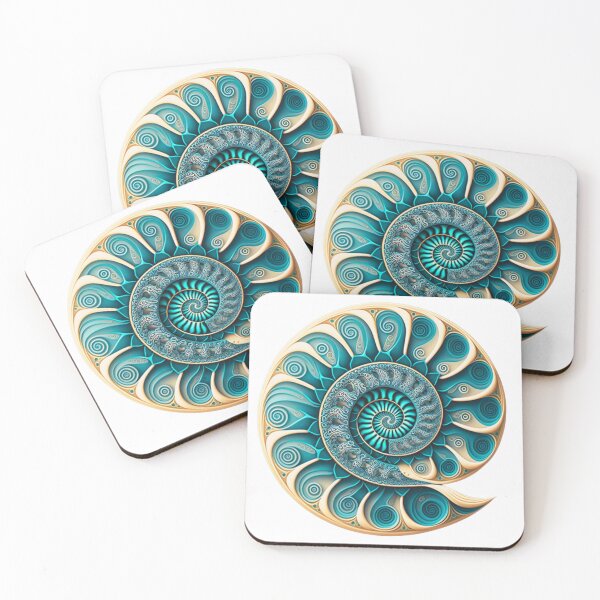 Item preview, Turquoise and Gold Ornate Ammonite Spiral designed and sold by RAGANADesign.