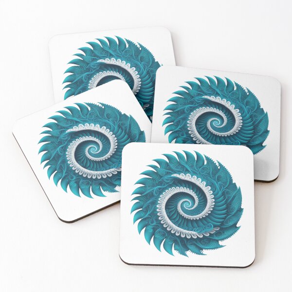 Item preview, Teal Fractal Wave Spiral Ocean Blue Abstract designed and sold by RAGANADesign.