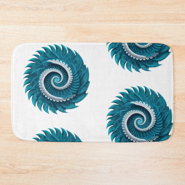 Item preview, Teal Fractal Wave Spiral Ocean Blue Abstract designed and sold by RAGANADesign.