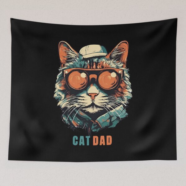 Item preview, Cool Cat Dad Retro Style Sunglasses Cap Scarf Art designed and sold by Dmo3HarkoArt.