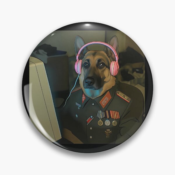 Item preview, Dog in Uniform Listening on Pink Headphones designed and sold by BlossomieStore.