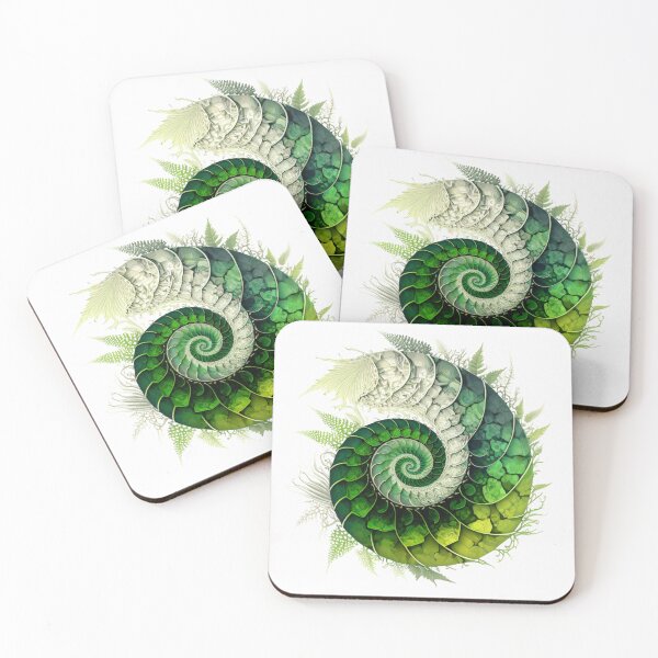 Item preview, Green Fern Fibonacci Spiral Botanical Leaf Art designed and sold by RAGANADesign.