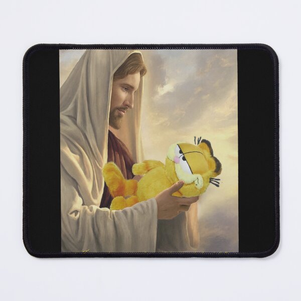 Item preview, Jesus Holding Garfield Plush Celestial Scene designed and sold by Eowcat.
