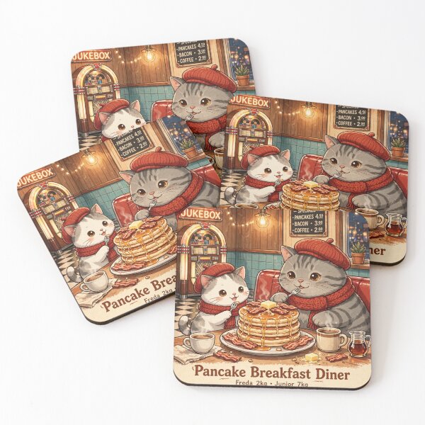 Item preview, Freda and Junior Pancake Breakfast Diner - Kawaii USA Retro Cats designed and sold by MAISON SYLVIE.