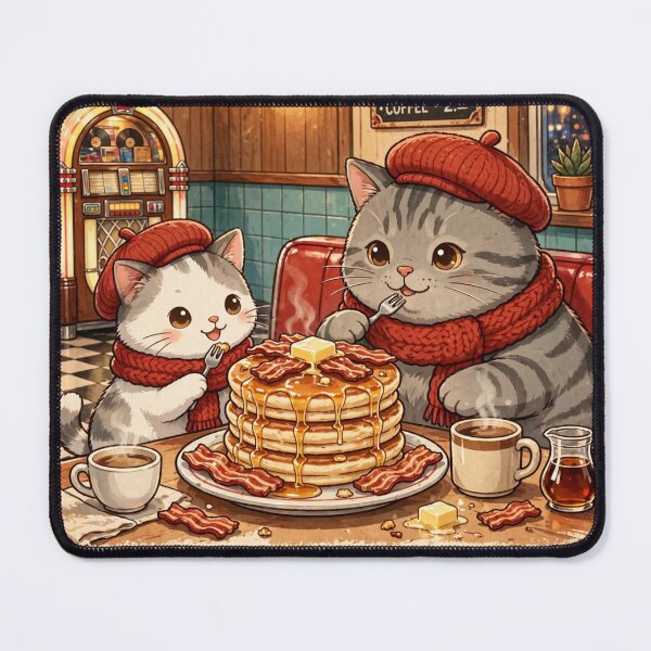 Item preview, Freda and Junior Pancake Breakfast Diner - Kawaii USA Retro Cats designed and sold by MAISON SYLVIE.