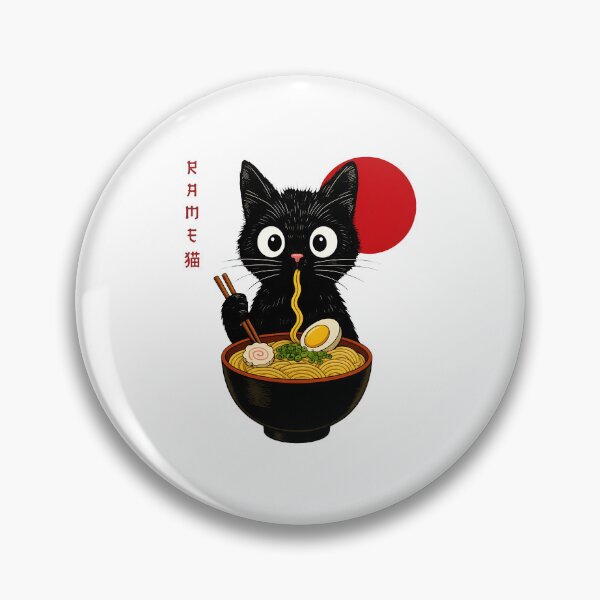 Item preview, Cute Black Cat Eating Ramen Noodles Art designed and sold by Dmo3HarkoArt.