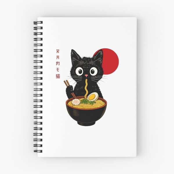Item preview, Cute Black Cat Eating Ramen Noodles Art designed and sold by Dmo3HarkoArt.