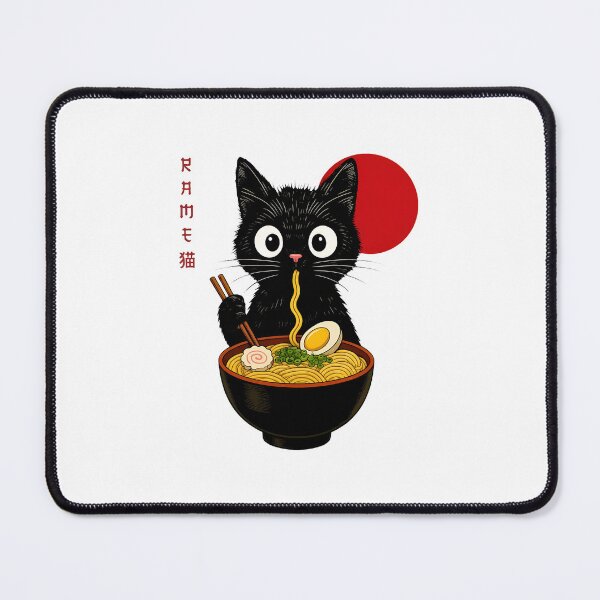 Item preview, Cute Black Cat Eating Ramen Noodles Art designed and sold by Dmo3HarkoArt.