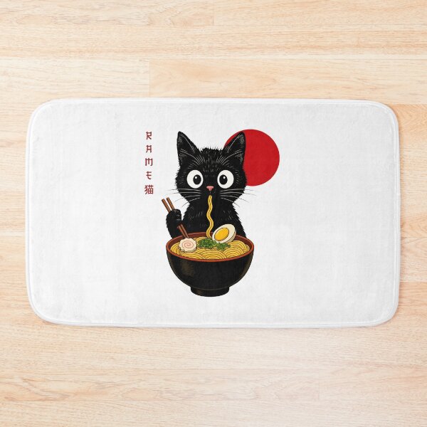 Item preview, Cute Black Cat Eating Ramen Noodles Art designed and sold by Dmo3HarkoArt.