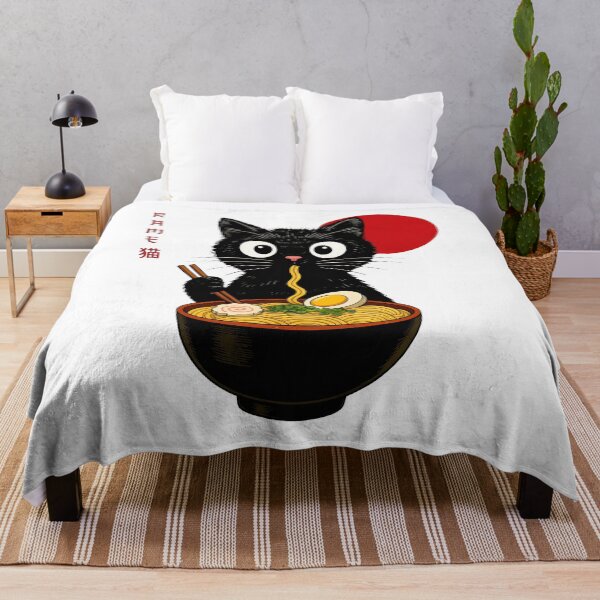 Item preview, Cute Black Cat Eating Ramen Noodles Art designed and sold by Dmo3HarkoArt.