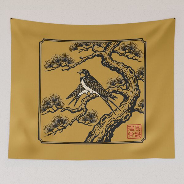Item preview, Japanese Woodblock Swallow - Asian Art Line Art designed and sold by SplashTastic.