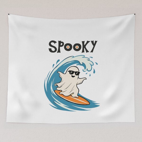 Item preview, Spooky Surfing Ghost Cute Summer Halloween Art designed and sold by     Sela Art .