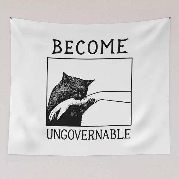 Item preview, Become Ungovernable Cat Biting Arm Illustration designed and sold by Dmo3HarkoArt.