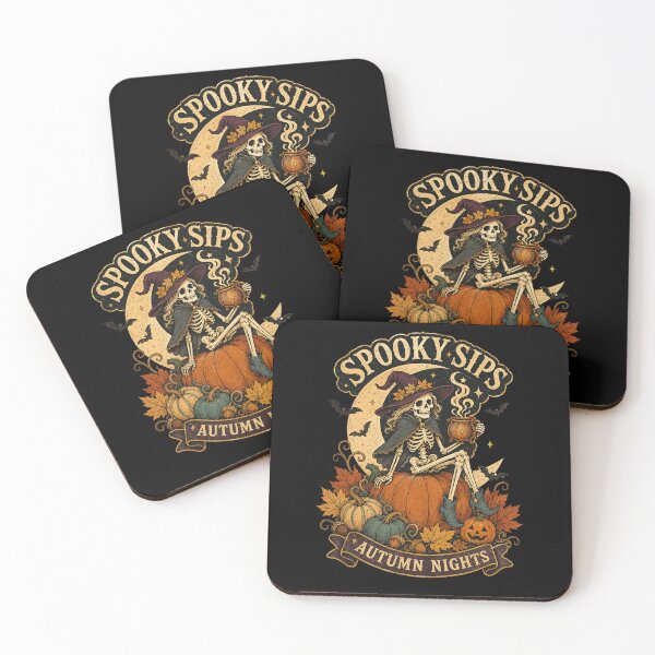 Item preview, Spooky Sips Autumn Nights Skeleton Witch Coffee designed and sold by VioletNance.