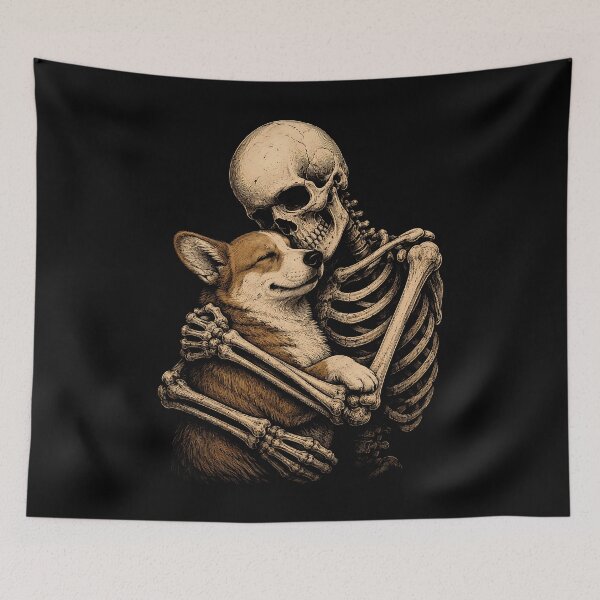 Item preview, Cuddly skeleton with corgi design for pet lovers halloween designed and sold by rafaeltto.