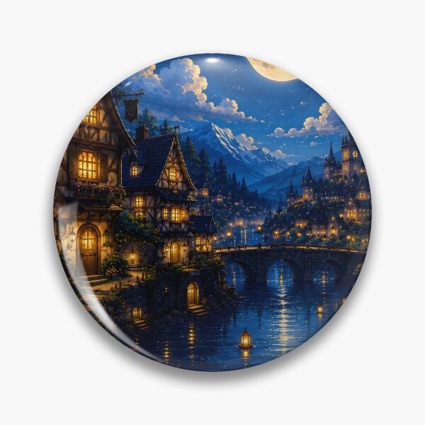 Item preview, Moonlit Village by the Enchanted River designed and sold by Herodestroyer.