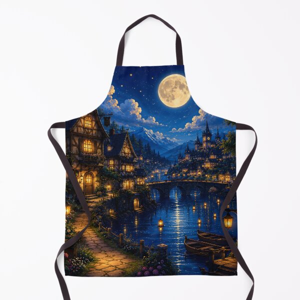 Item preview, Moonlit Village by the Enchanted River designed and sold by Herodestroyer.