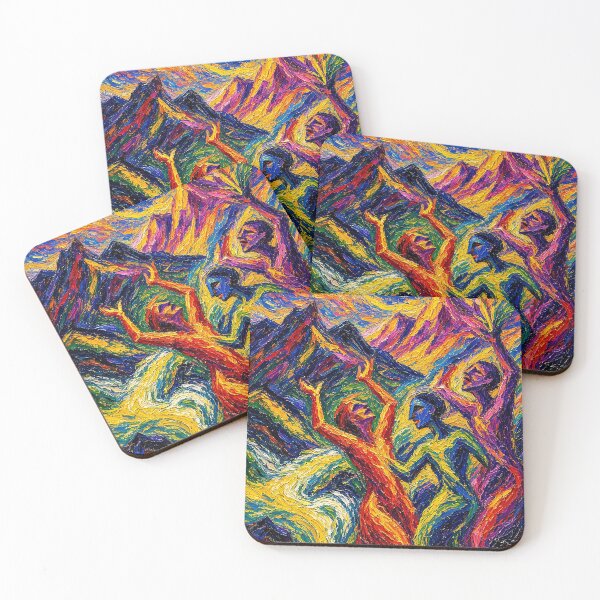 Item preview, Vibrant Expressionist Dance of Colors – Joyful Figures Under Swirling Sun designed and sold by MFMart.