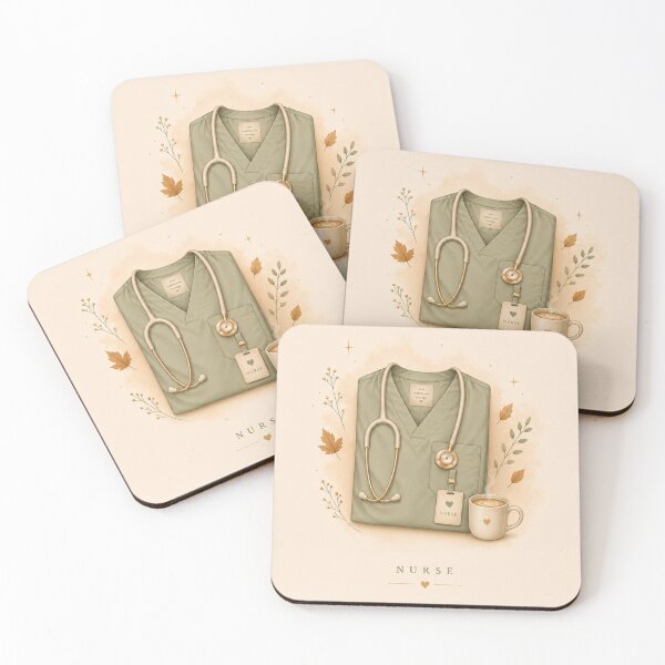Item preview, Cozy Autumn Nurse  – Sage Green Scrubs & Stethoscope designed and sold by HO•Designs.