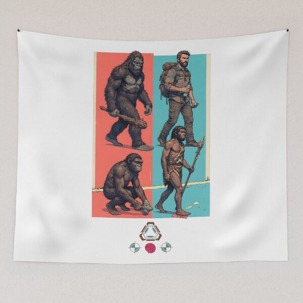 Item preview, The Missing Link Evolution Funny Bigfoot and Human Print Design designed and sold by Whimsy Trail Co.