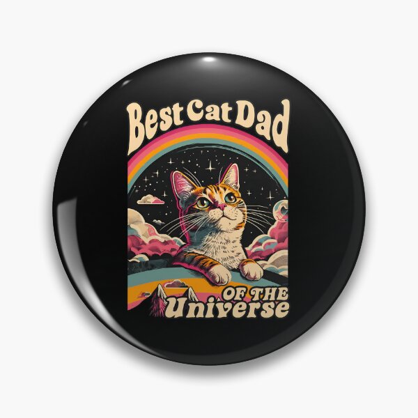 Item preview, Best Cat Dad Of The Universe Retro Rainbow Cat Art designed and sold by Dmo3HarkoArt.