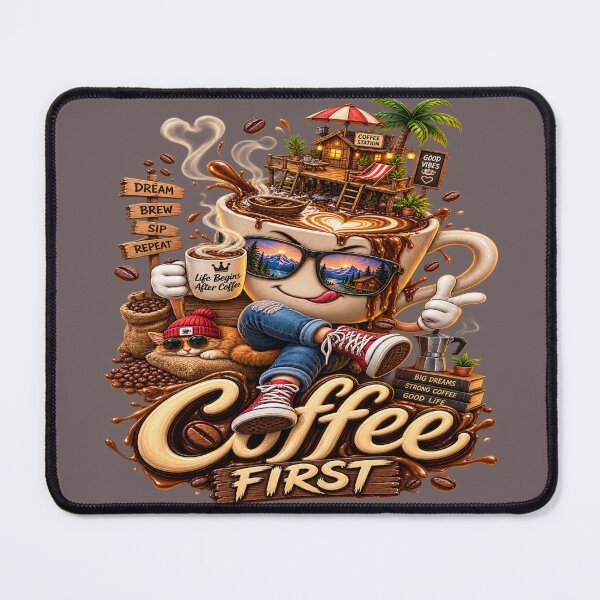 Item preview, Coffee First – Life Begins After Coffee | Funny Coffee Lover Design designed and sold by DoodleWorld Studio .