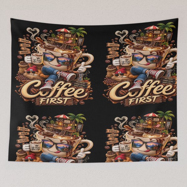 Item preview, Coffee First – Life Begins After Coffee | Funny Coffee Lover Design designed and sold by DoodleWorld Studio .