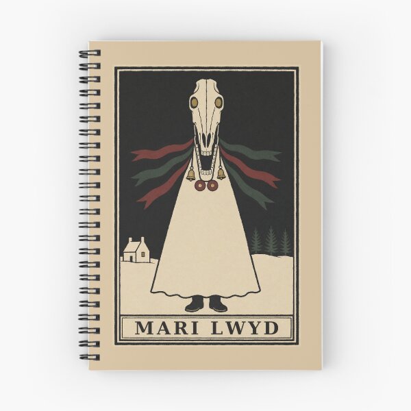 Aperçu de l'œuvre Crâne de cheval de Mari Lwyd — Monstres de Noël n° 3 | Gravure sur bois gothique créée et vendue par Planthem.