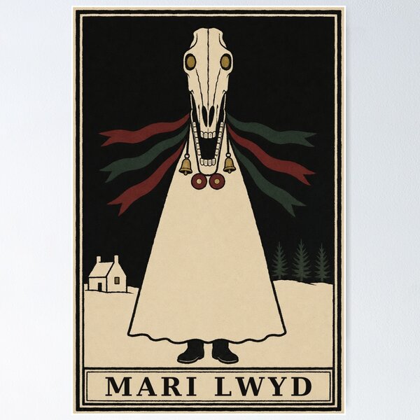 Item preview, Mari Lwyd Horse Skull — Christmas Monsters No. 3 | Gothic Woodcut designed and sold by Planthem.