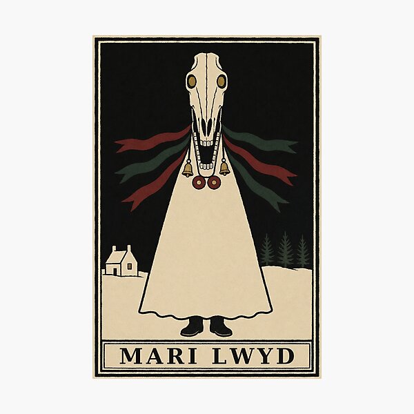 Artikelvorschau, Mari Lwyd Pferdeschädel – Weihnachtsmonster Nr. 3 | Gotischer Holzschnitt entworfen und verkauft von Planthem.