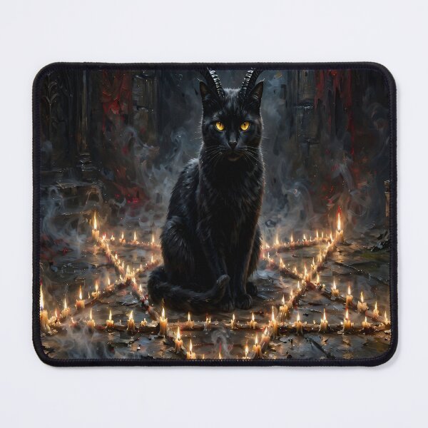 Item preview, Horned Black Cat Occult Ritual | Gothic Demon Feline Dark Fantasy Art designed and sold by cr6zym1nd.