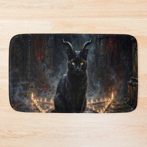 Item preview, Horned Black Cat Occult Ritual | Gothic Demon Feline Dark Fantasy Art designed and sold by cr6zym1nd.