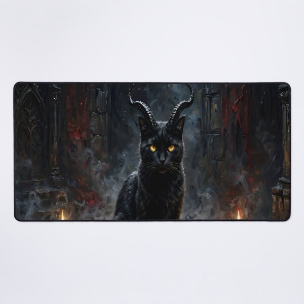 Item preview, Horned Black Cat Occult Ritual | Gothic Demon Feline Dark Fantasy Art designed and sold by cr6zym1nd.