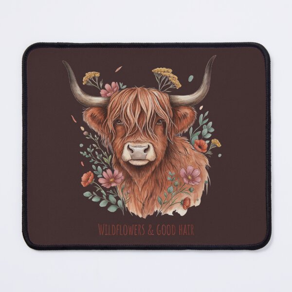 Item preview, Wildflowers & Good Hair Highland Cow designed and sold by Sezee.