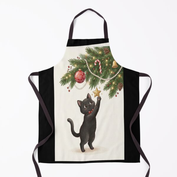 Item preview, Vintage Black Cat Playing With Decorations Christmas Tree designed and sold by Bensoncreatives.