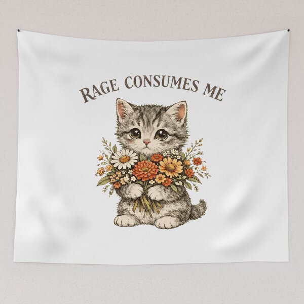 Item preview, Rage Consumes Me Cute Kitten Flower Bouquet designed and sold by Dmo3HarkoArt.
