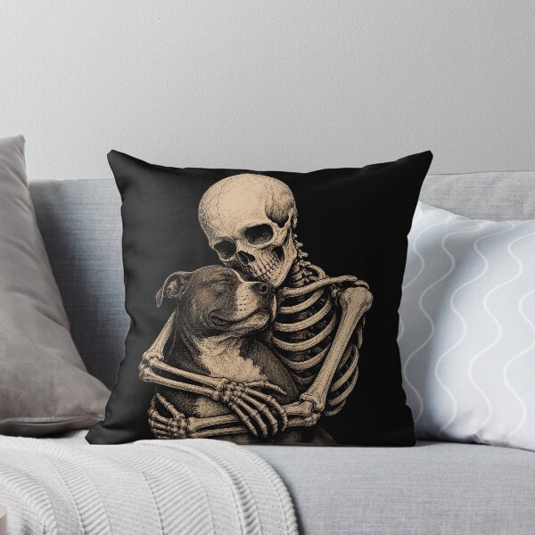 Item preview, Skeleton Embracing Pitbull  Halloween Illustration designed and sold by rafaeltto.