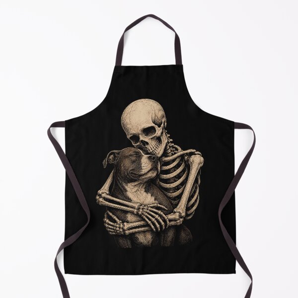 Item preview, Skeleton Embracing Pitbull Halloween Illustration designed and sold by rafaeltto.