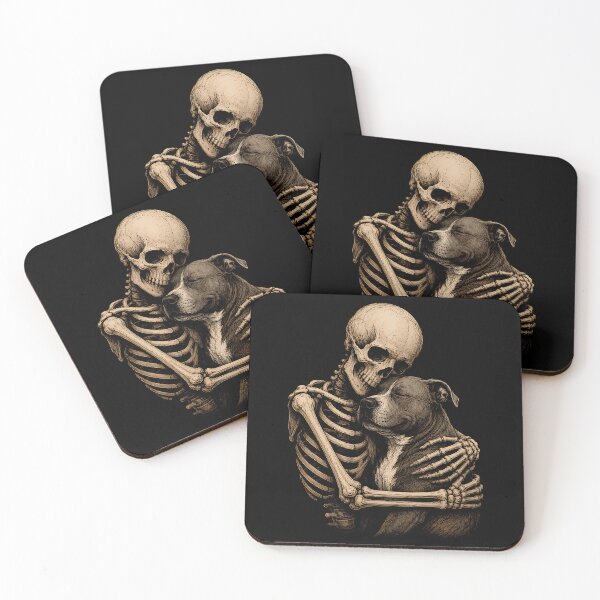 Item preview, Skeleton Pitbull Dog Embrace Halloween Illustration designed and sold by rafaeltto.