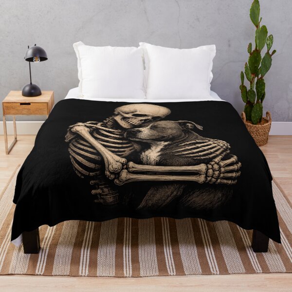 Item preview, Skeleton Pitbull Dog Embrace Halloween Illustration designed and sold by rafaeltto.