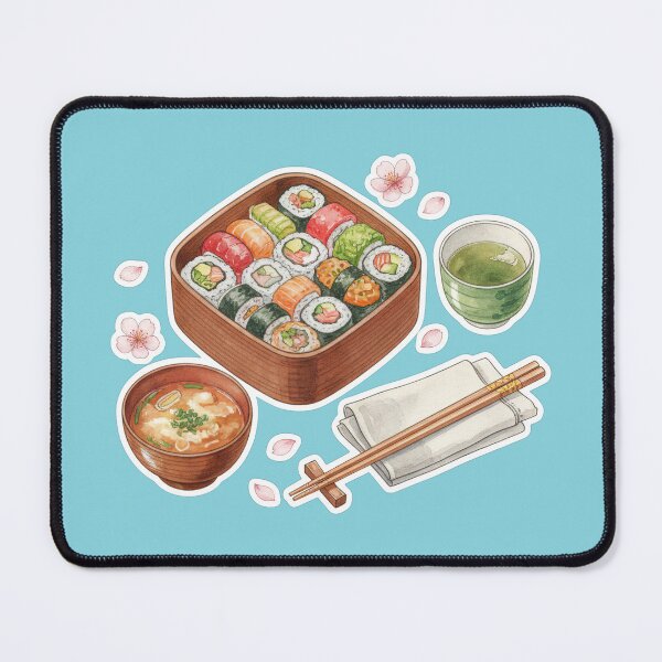 Item preview, Watercolor Sushi Bento Box and Green Tea designed and sold by BlurBlurDesign.