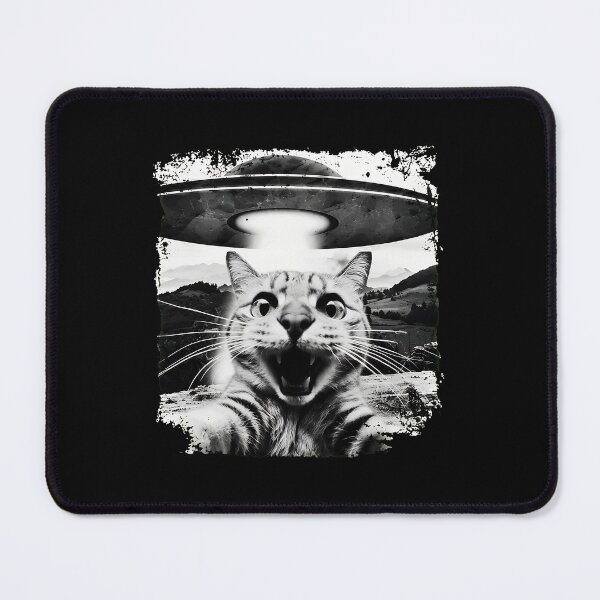 Item preview, Shocked Cat Abducted by UFO Funny Sci-Fi Graphic designed and sold by Dmo3HarkoArt.