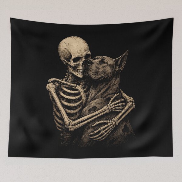 Item preview, Skeleton Great Dane Dog Embrace Halloween Illustration designed and sold by rafaeltto.