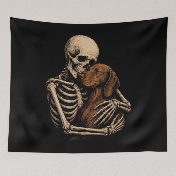 Item preview, Skeleton Vizsla Dog Embrace Illustration Halloween designed and sold by rafaeltto.