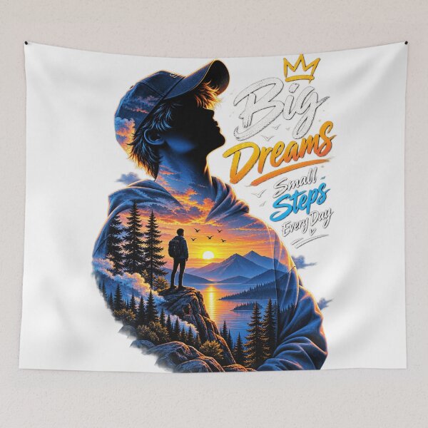 Item preview, Big Dreams Small Steps Every Day | Inspirational Adventure T-Shirt designed and sold by ✨ Daily Vibe Studio ✨.
