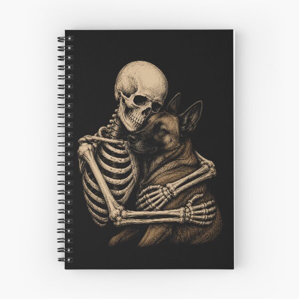 Item preview, Skeleton Belgian Malinois Dog Embrace Illustration Halloween designed and sold by rafaeltto.