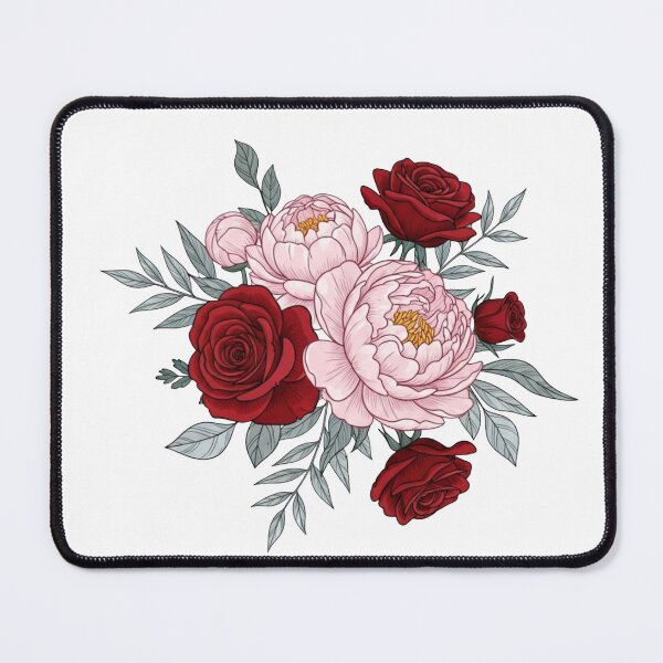 Item preview, Dark Vintage Floral - Red Roses and Pink Peonies Bouquet designed and sold by Dzblack.