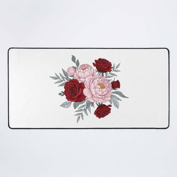 Item preview, Dark Vintage Floral - Red Roses and Pink Peonies Bouquet designed and sold by Dzblack.