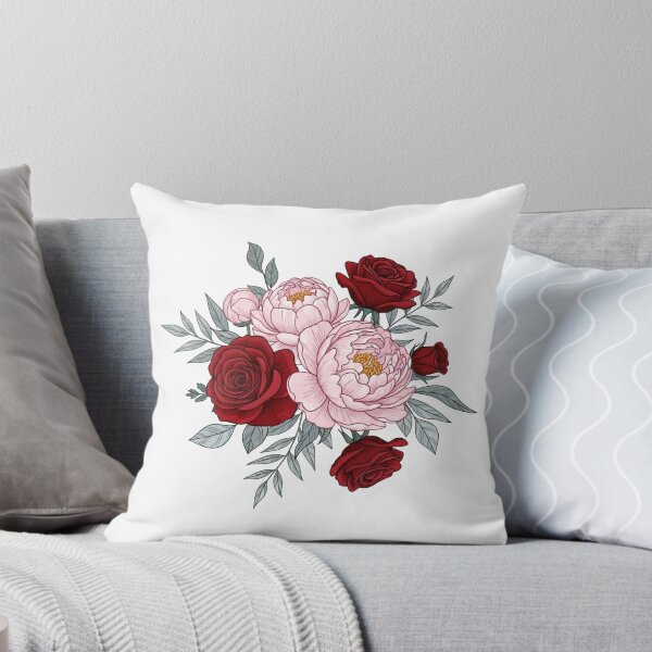 Item preview, Dark Vintage Floral - Red Roses and Pink Peonies Bouquet designed and sold by Dzblack.