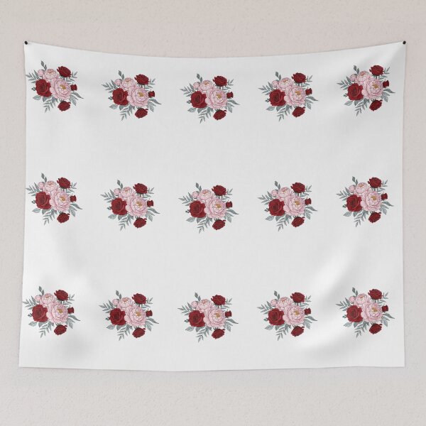 Item preview, Dark Vintage Floral - Red Roses and Pink Peonies Bouquet designed and sold by Dzblack.